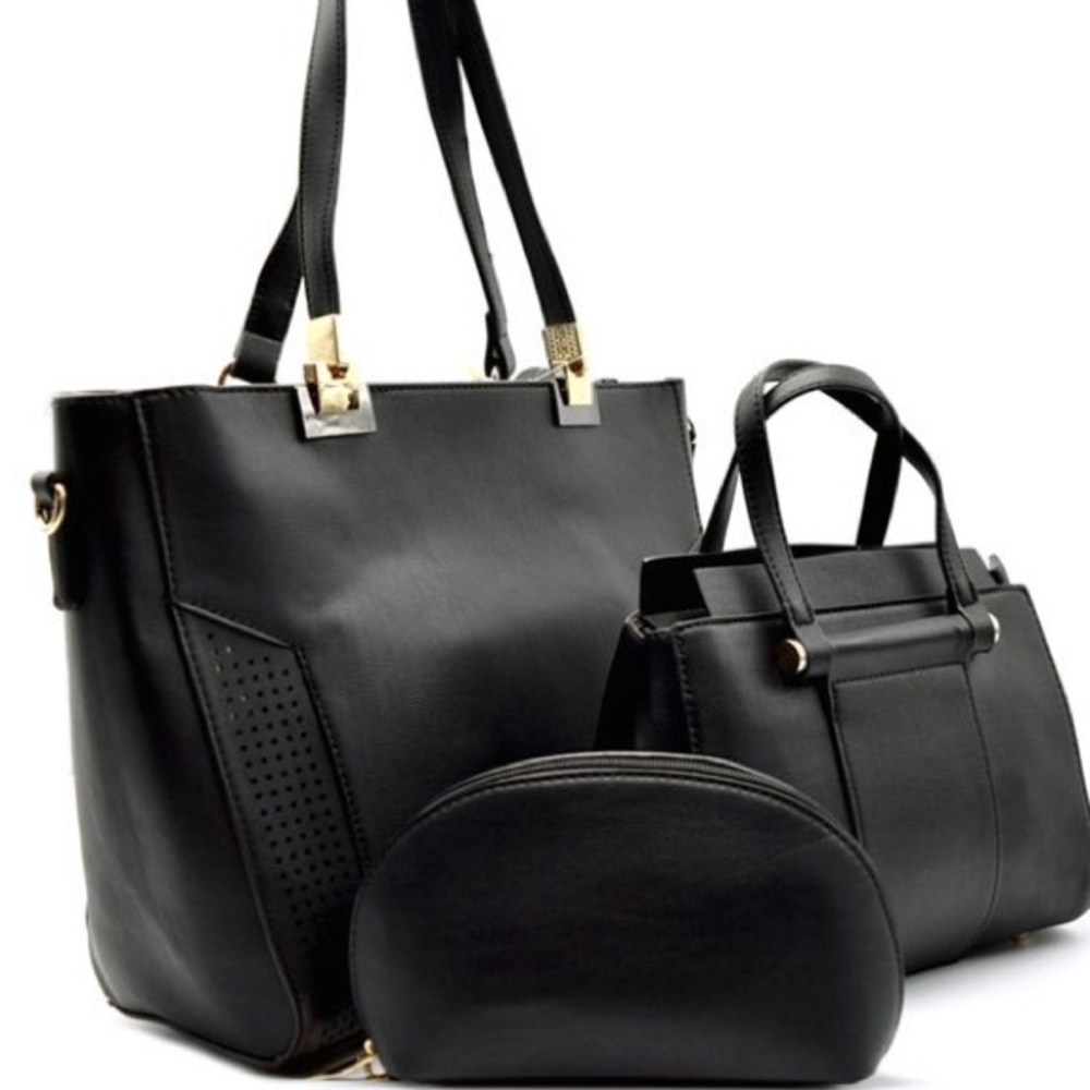 Laser-cut 3pc Bag Set - Black